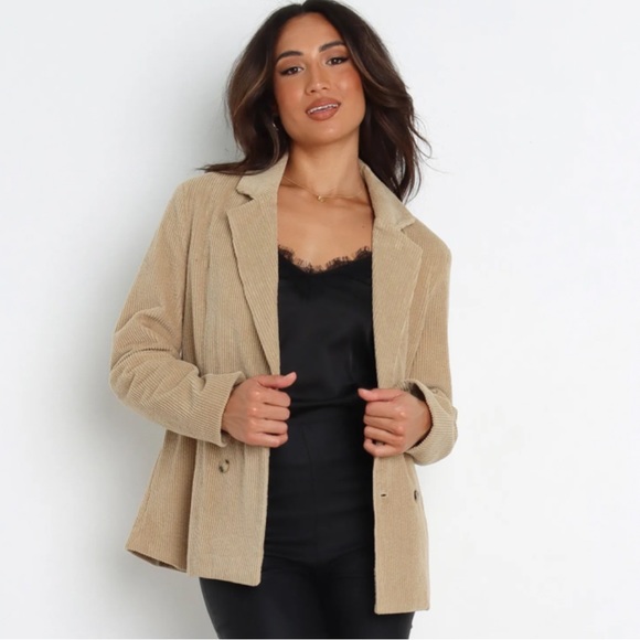 NWT Petal & Pup Tan Corduroy Blazer Jacket Double Breasted - Picture 4 of 12